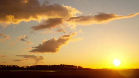 Beautiful Sunset Timelapse in the Marshland. Stock Footage 247019964