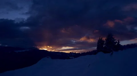 Beautiful sunset timelapse in winter time Stock Footage 44215858