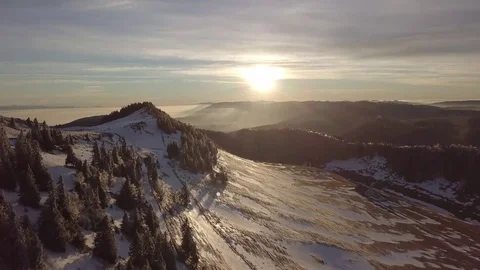 Beautiful sunset on the top of a mountain with melting snow in Switzerland. Stock Footage 123710826