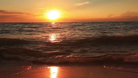 Beautiful sunset on a tropical sandy beach Stock Footage 79059715