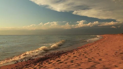 Beautiful sunset on a tropical sandy beach Stock-Footage 80416898