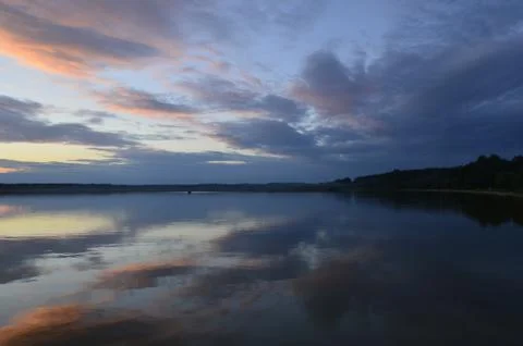 Beautiful sunset on Ukrainian lake Stock Photos
