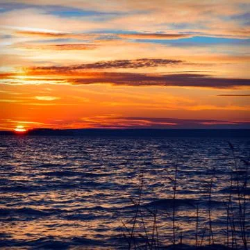 Beautiful sunset under river Stock Photos