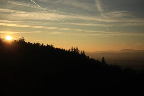 Beautiful sunset in valley. Stock Photos