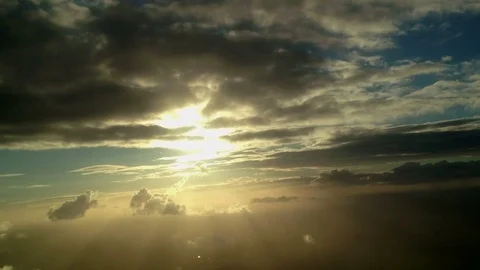 Beautiful sunset view from airplane Stock Footage 72508390