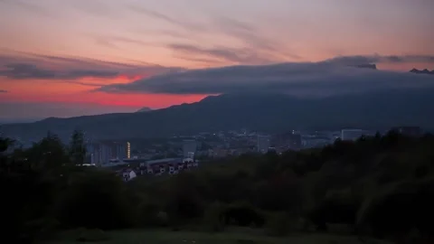 Beautiful sunset view and moving clouds in the evening sky Stock Footage 151426971