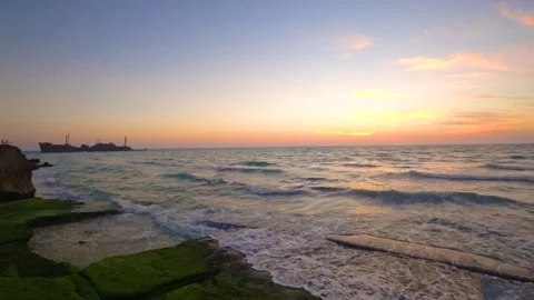 Beautiful Sunset view of Arabian Gulf Stock Footage 246928064