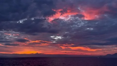 A beautiful sunset view from a ferry Stock Footage 335921153