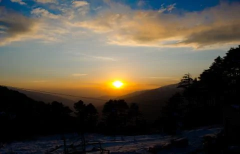 Beautiful Sunset view from mata Vaishnodevi darbar katra Jammu Stock-Fotos