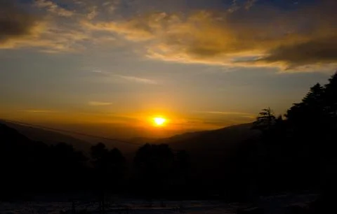 Beautiful Sunset view from mata Vaishnodevi darbar katra Jammu Stock Photos