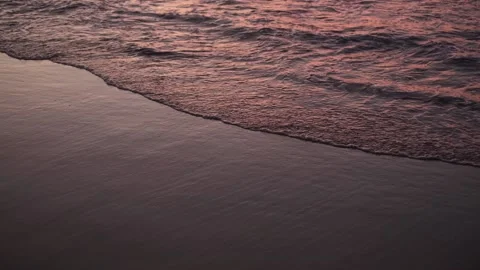 Beautiful sunset view of ocean waves. Handheld view of waves.  Stock Footage 151178956