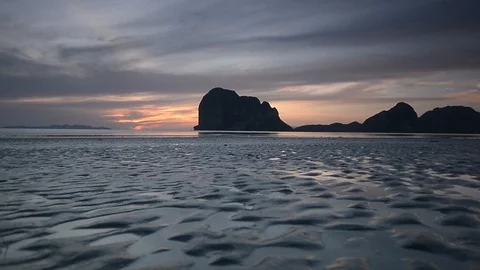 Beautiful sunset view at pak meng beach thailand Stock Footage 104039295