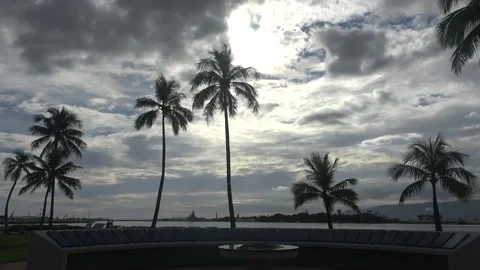 Beautiful Sunset View Of Pearl Harbor, Oahu, Hawaii Stock Footage 154499616