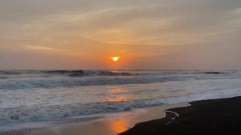 Beautiful sunset views sinking into the sea Stock Footage 300752750