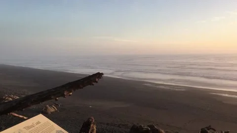 Beautiful sunset on a wild beach Stock Footage 202186846