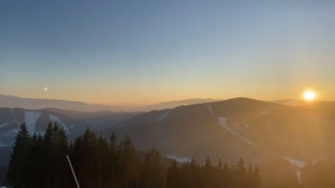 Beautiful sunset in the winter mountains Stock Footage