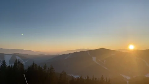 Beautiful sunset in the winter mountains Stock Footage 124088262