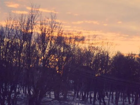 Beautiful sunset in the winter. 스톡 사진