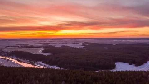 Beautiful sunset in winter time. Ural mountains. Sverdlovsk region. Russia Stock Footage 119826367