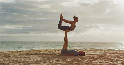 Beautiful Sunset Yoga Stock Footage 135025491