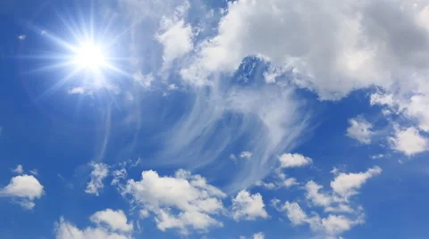 Beautiful Sunshine And Clouds Floating On Blue Sky Stock Footage 51767068