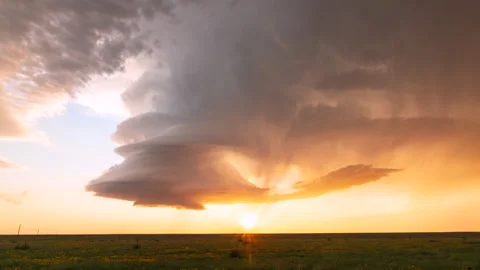 Beautiful Supercell Thunderstorm in Texas at Sunset Stock Footage 272696046