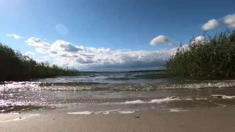 Beautiful surf on the lake in the morning. Stock Footage 141126934