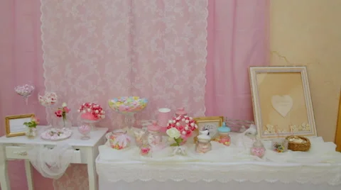 Beautiful sweet table at the wedding Stock Footage 68156801