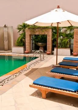 Beautiful swimming pool. Stock Photos