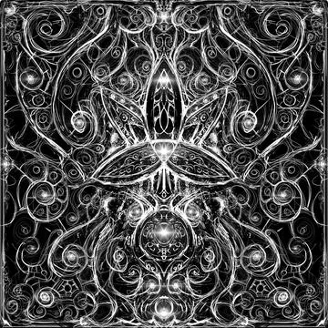 Beautiful symmetrical pattern drawn in rough lines with lots of curls in the  Stock Illustration