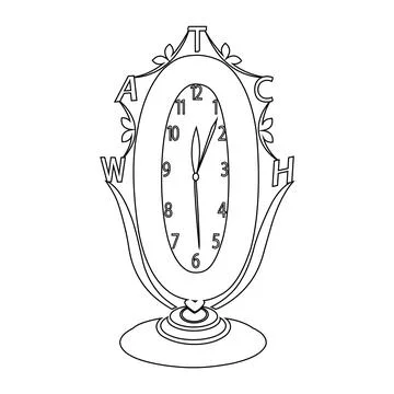 Beautiful table clock line art design on a white background Stock Illustration
