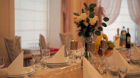 Beautiful table decor. Stock Footage 75538891