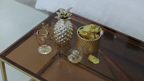 Beautiful table decorations, glass decorations and table Stock Footage 205325190