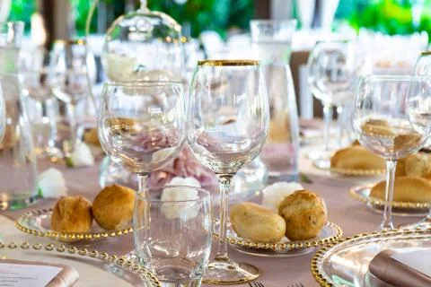 Beautiful table of an elegant event set Stock Photos