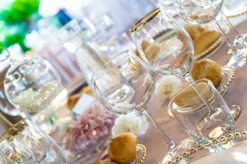Beautiful table of an elegant event set Stock Photos