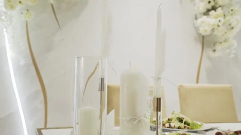 Beautiful table setting with dishes and food 库存影片 327982496