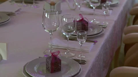 Beautiful table setting in pastel colors Stock Footage 86604816