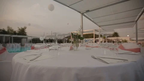 Beautiful table setting in pastel colors 스톡 동영상 86604910