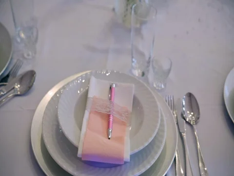 Beautiful table setting in restaurant Video stock 75563539