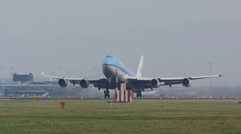 Beautiful take-off of 747 jumbo Stock Footage 46000280