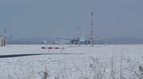 Beautiful take off during a winter day Stock Footage 46000422