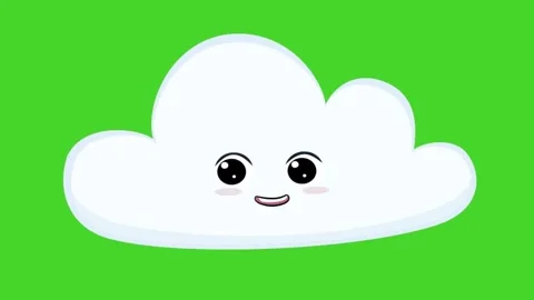 Beautiful talking puffy cloud with eyes and mouth Stock Footage 285954506