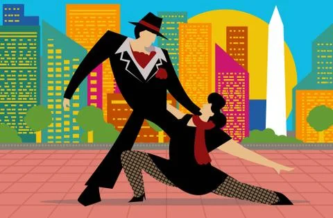 Beautiful tango dancers Stock Illustration