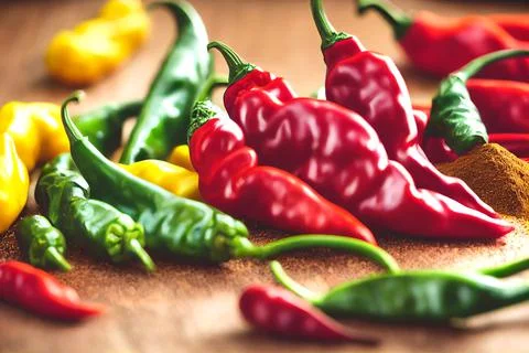 Beautiful tasty appetizing red chilli pepper for cooking healthy kitchen. Stock Illustration
