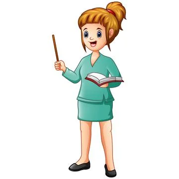 Beautiful teacher Holding Pointer and a book Stock Illustration