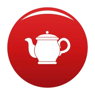 Beautiful teapot icon vector red Illustration