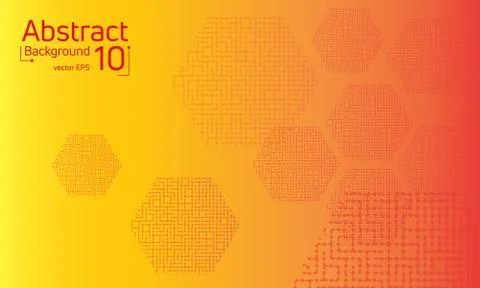 Beautiful techno pattern in the form of colored lines on a yellow-red backgro Stock Illustration