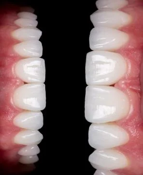 Beautiful  teeth  zircon  prothesis Implants crowns Dental whitening Stock Photos