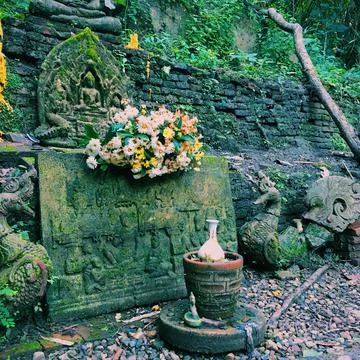 Beautiful temple in the forest Stock Photos