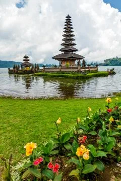 Beautiful temple on lake Stock Photos